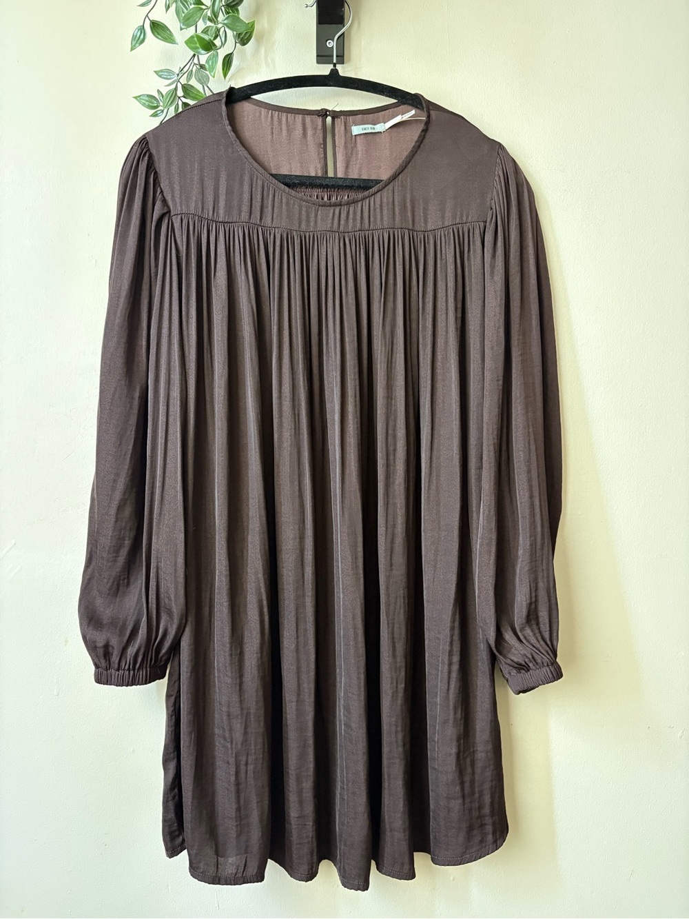 Kimchi Blue Long-Sleeve Pleated Tunic Dress - Brown